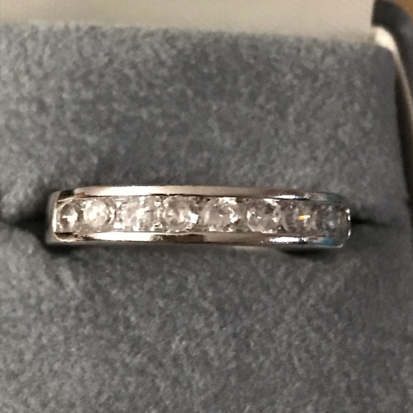 Silver CZ Band Stackable Ring 8 - Picture 1 of 9